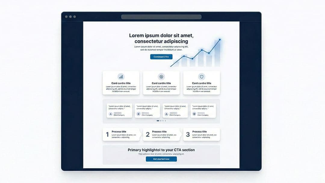 Exemplo de seções de uma landing page com conteúdo escaneável
