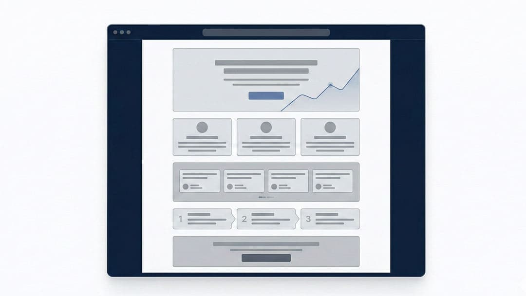 Wireframe simples de uma landing page bem estruturada